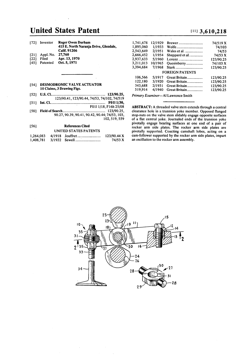 United States Patent L1113,61O,218 12/1929 Br.Ewer„