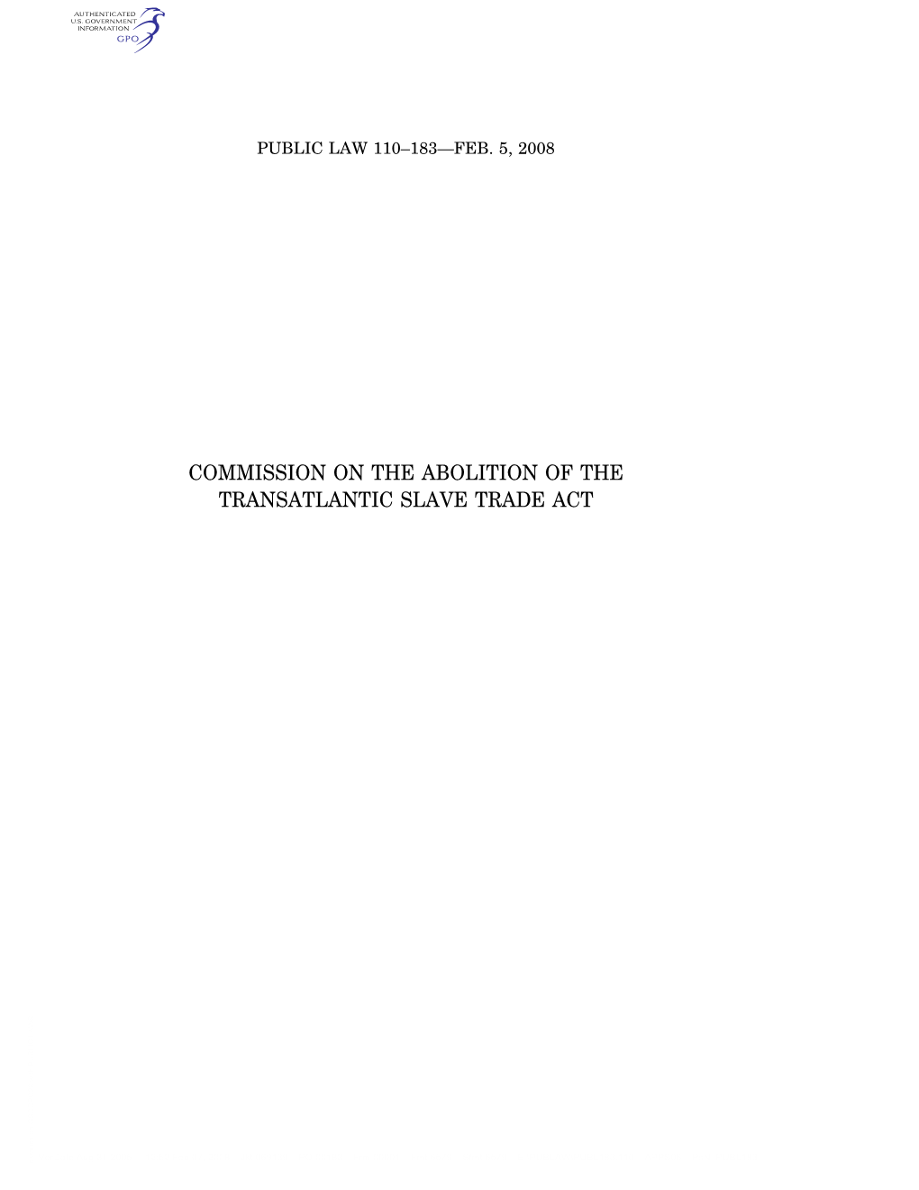 Commission on the Abolition of the Transatlantic Slave Trade Act