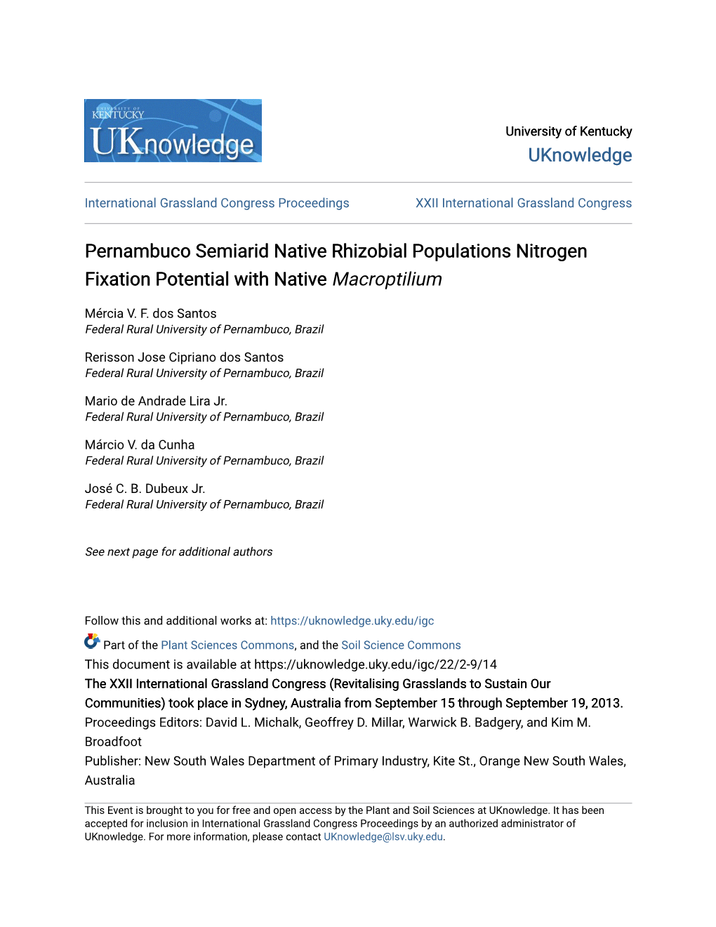 Pernambuco Semiarid Native Rhizobial Populations Nitrogen Fixation Potential with Native Macroptilium