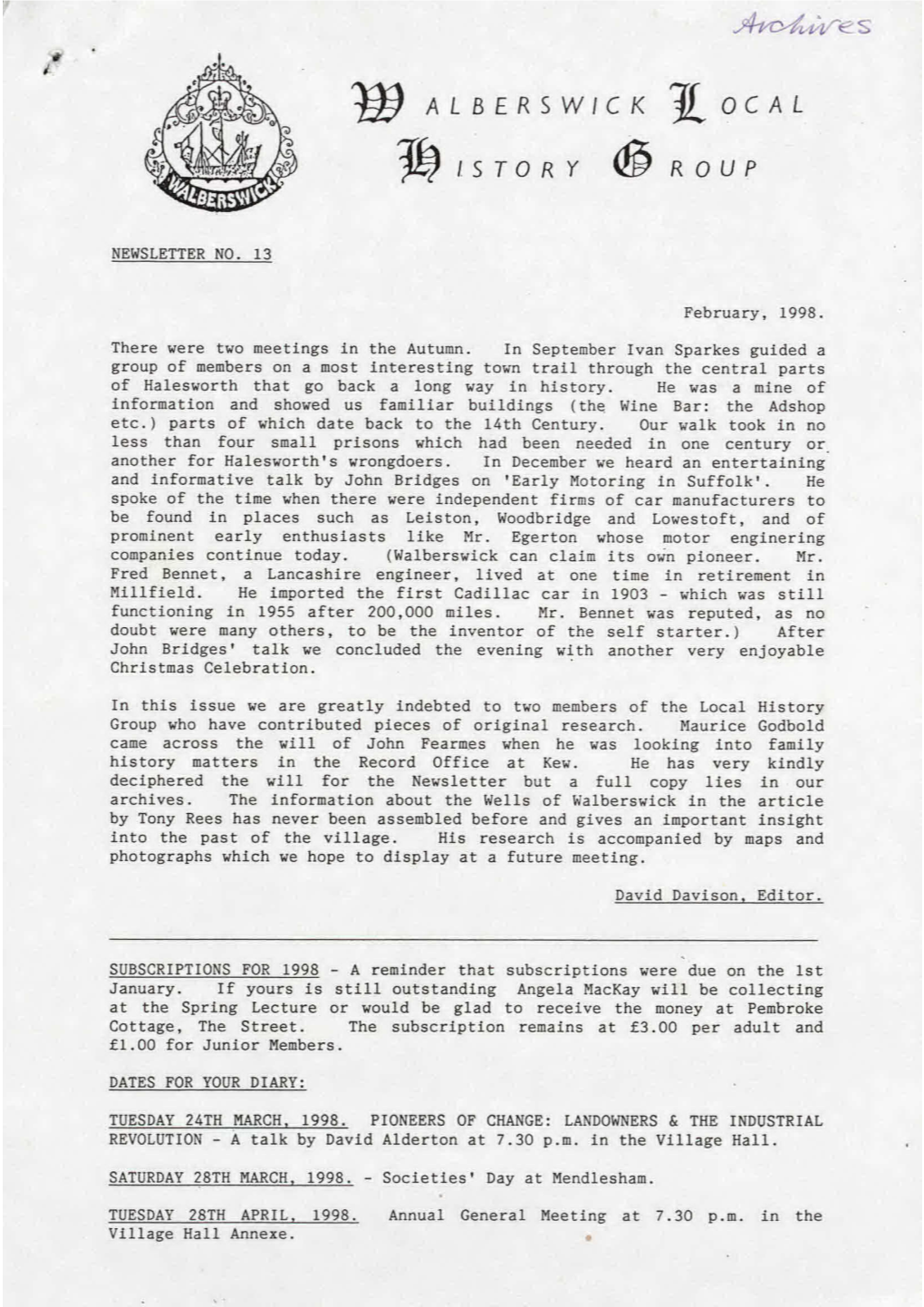 GENERAL & INFO HISTORY GROUP NEWSLETTERS Copy