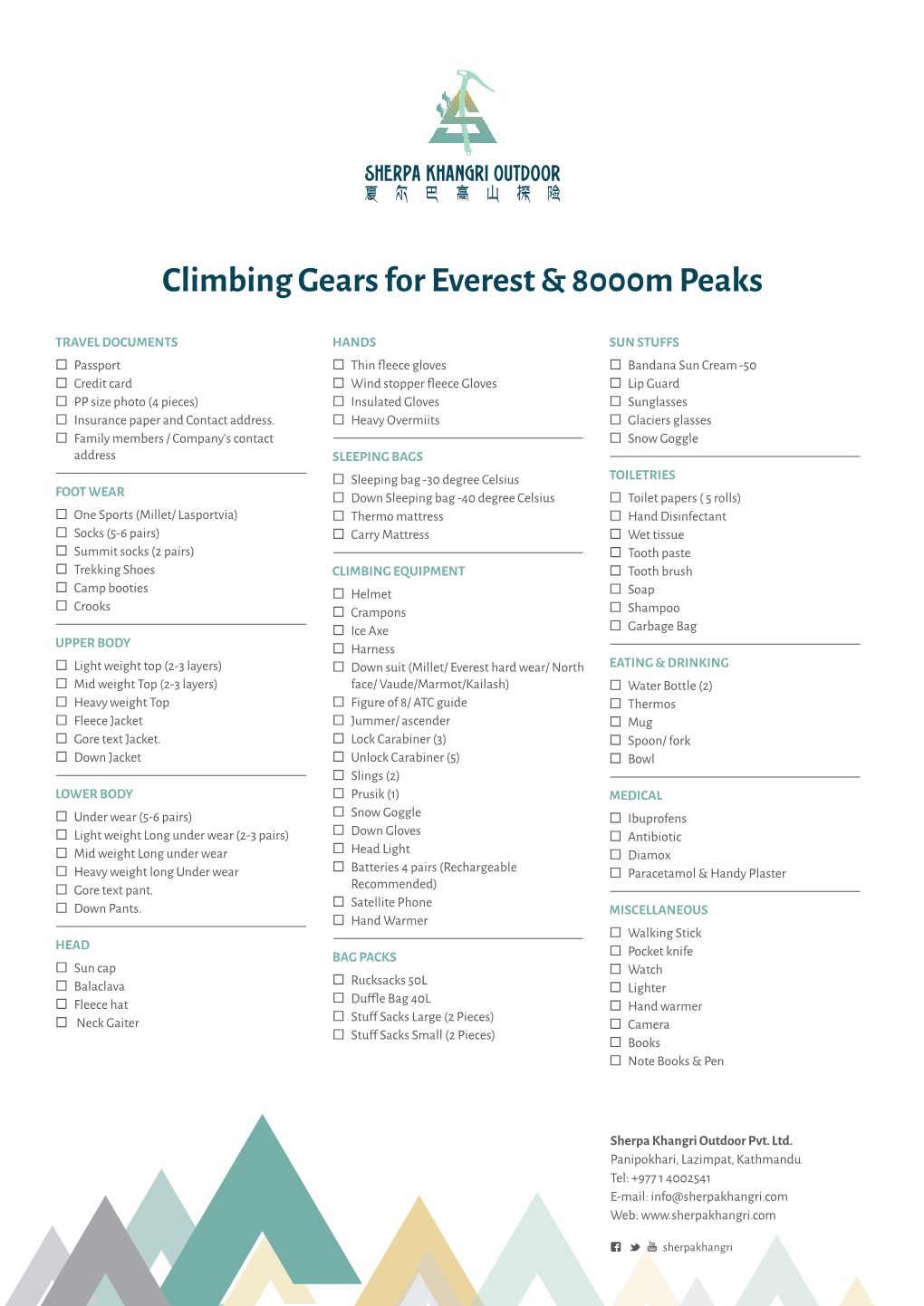 Climbing Gears for Everest & 8000M Peaks