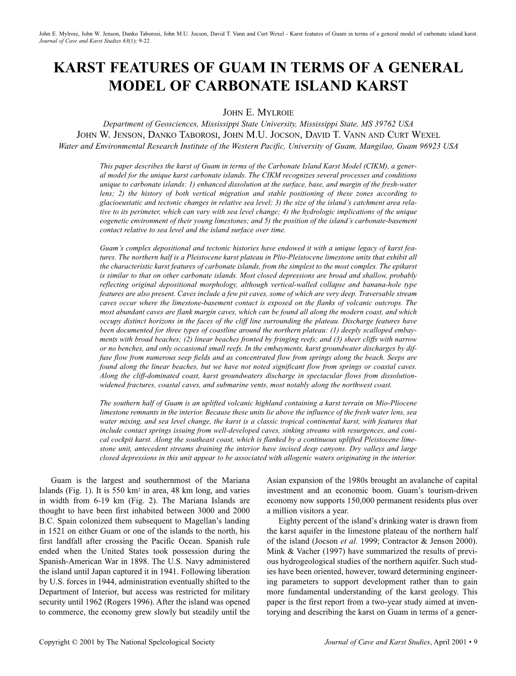 Karst Features of Guam in Terms of a General Model of Carbonate Island Karst