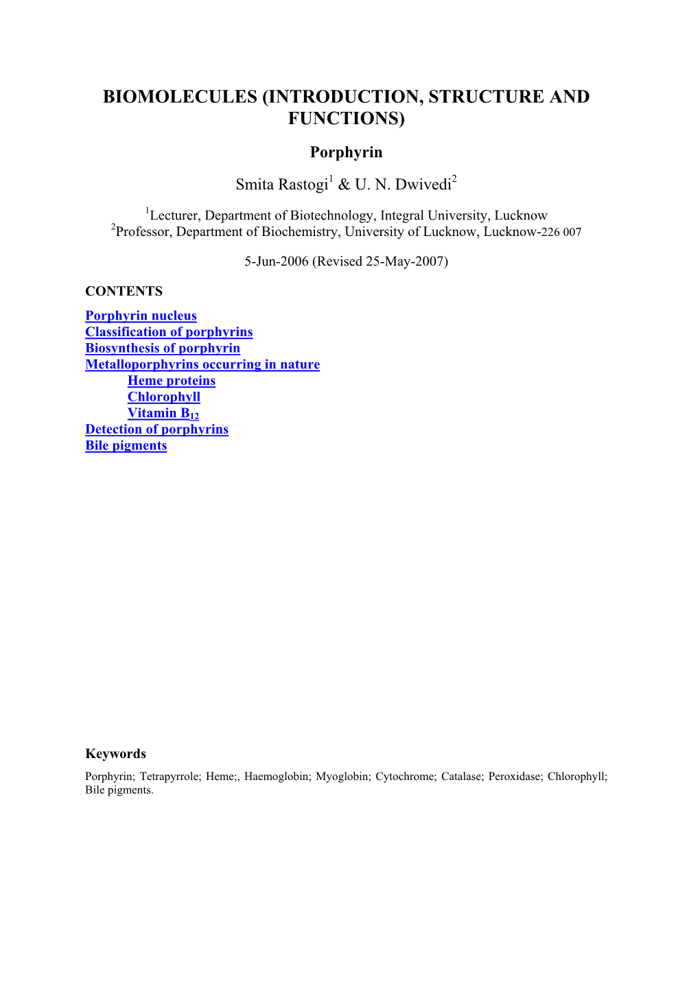 Biomolecules (Introduction, Structure and Functions)