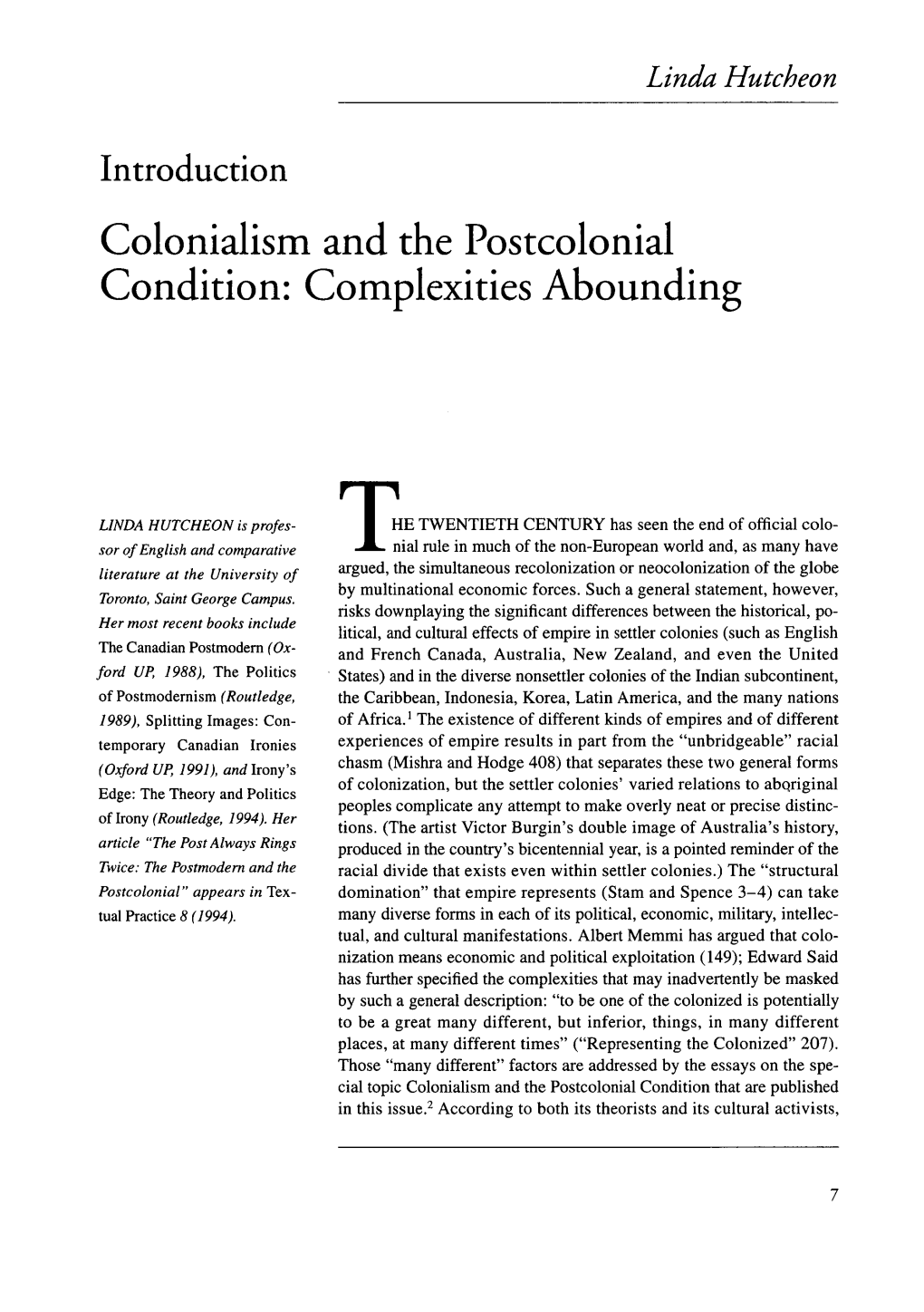 Colonialism and the Postcolonial Condition: Complexities Abounding
