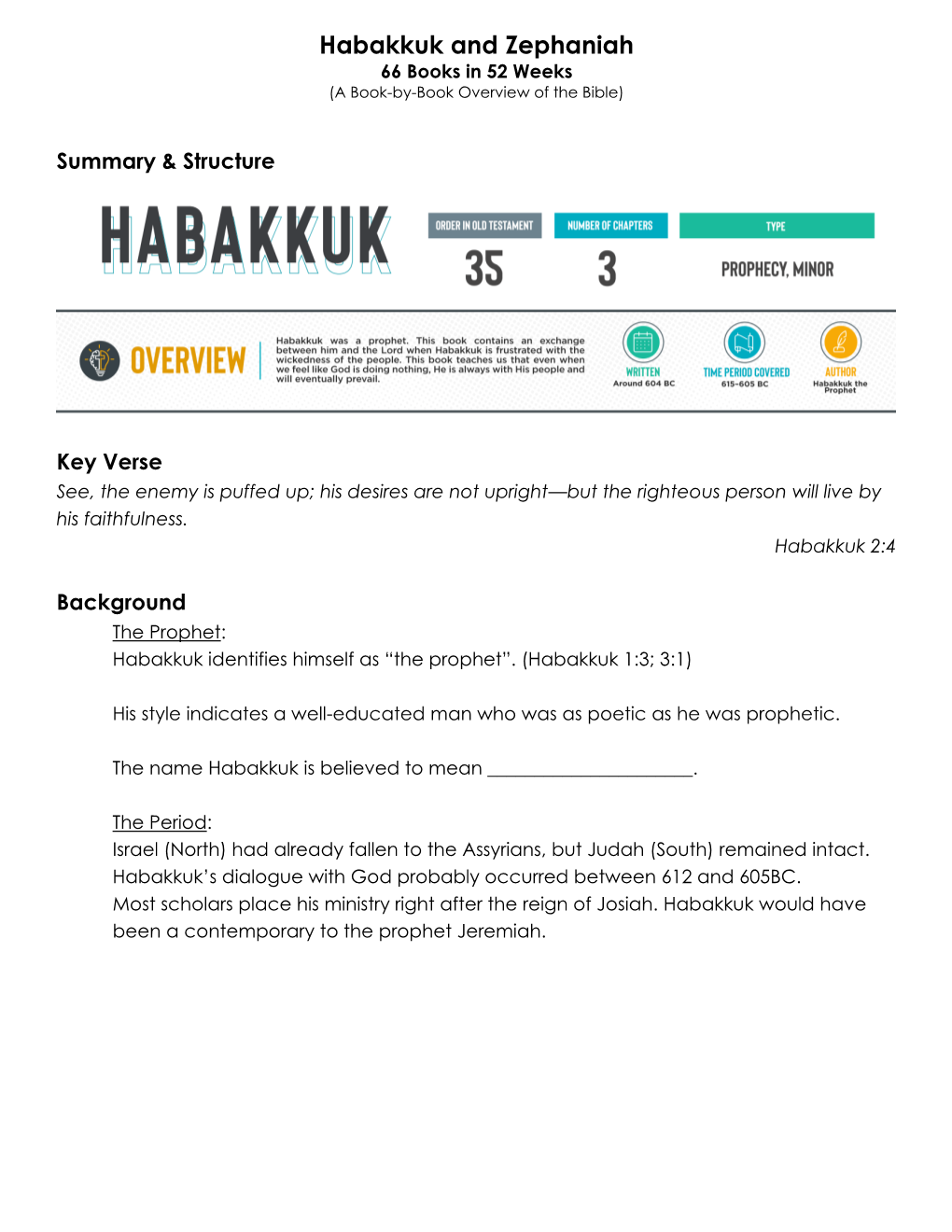 Habakkuk and Zephaniah 66 Books in 52 Weeks (A Book-By-Book Overview of the Bible)