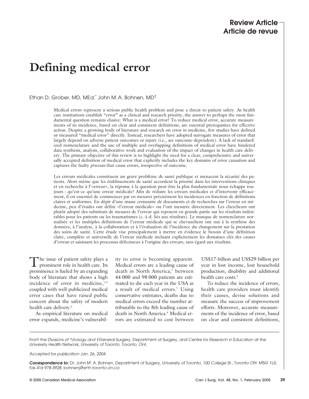 Defining Medical Error