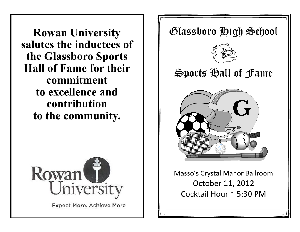 Glassboro High School Sports Hall of Fame Rowan University Salutes The