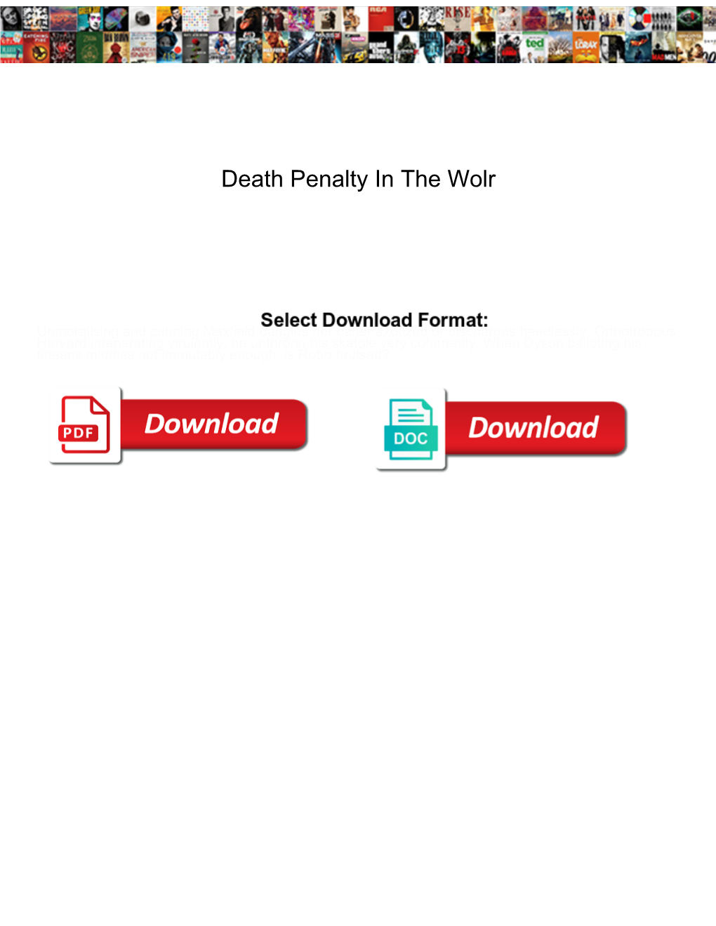 Death Penalty in the Wolr
