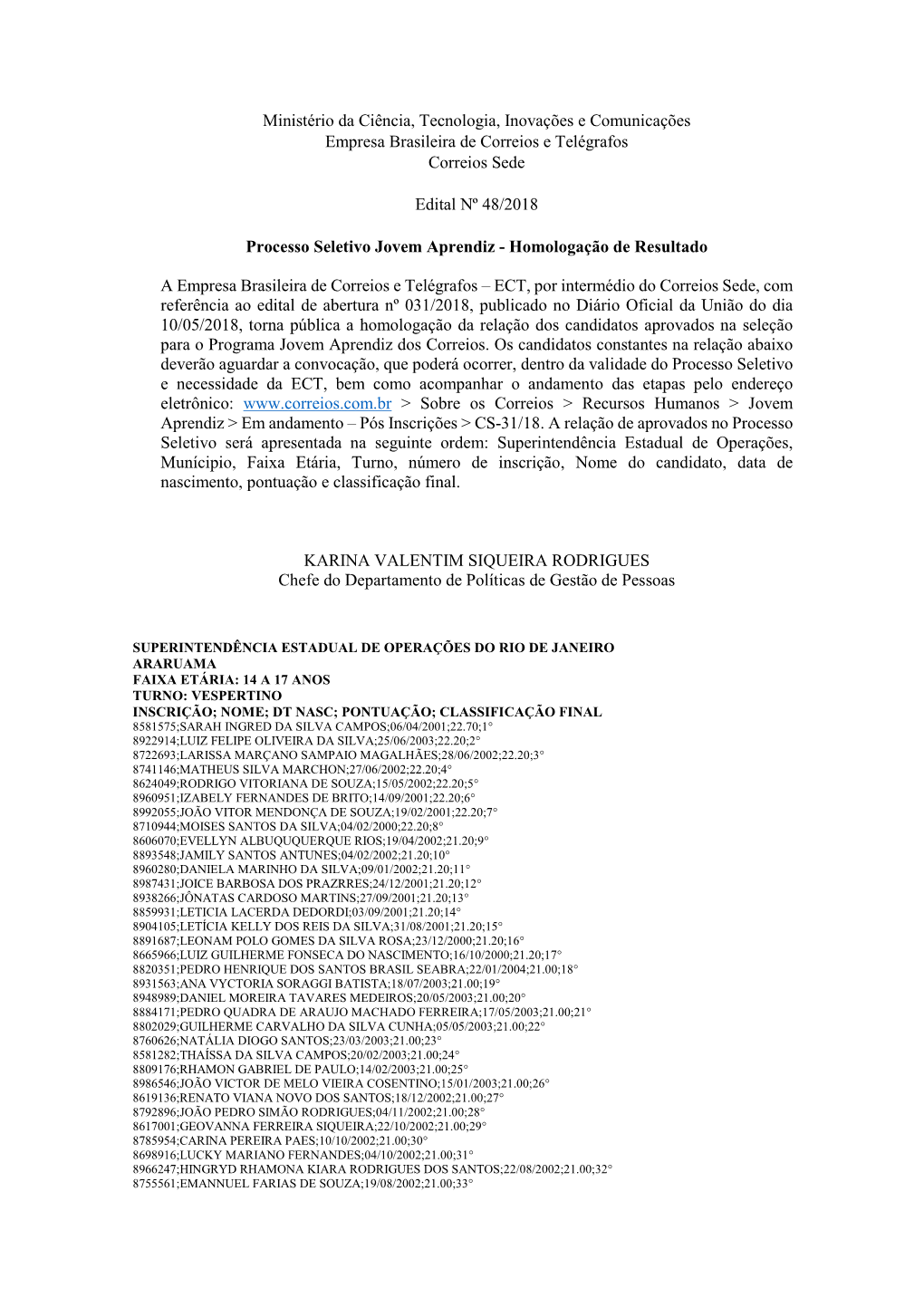 ED 48 18 Ampla Concorrência Distância EAD RJ