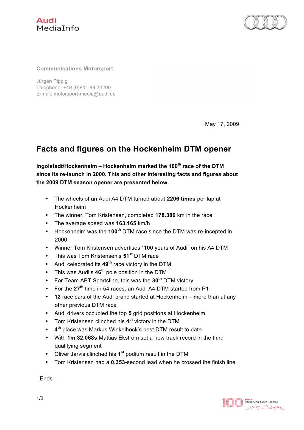 Facts and Figures on the Hockenheim DTM Opener