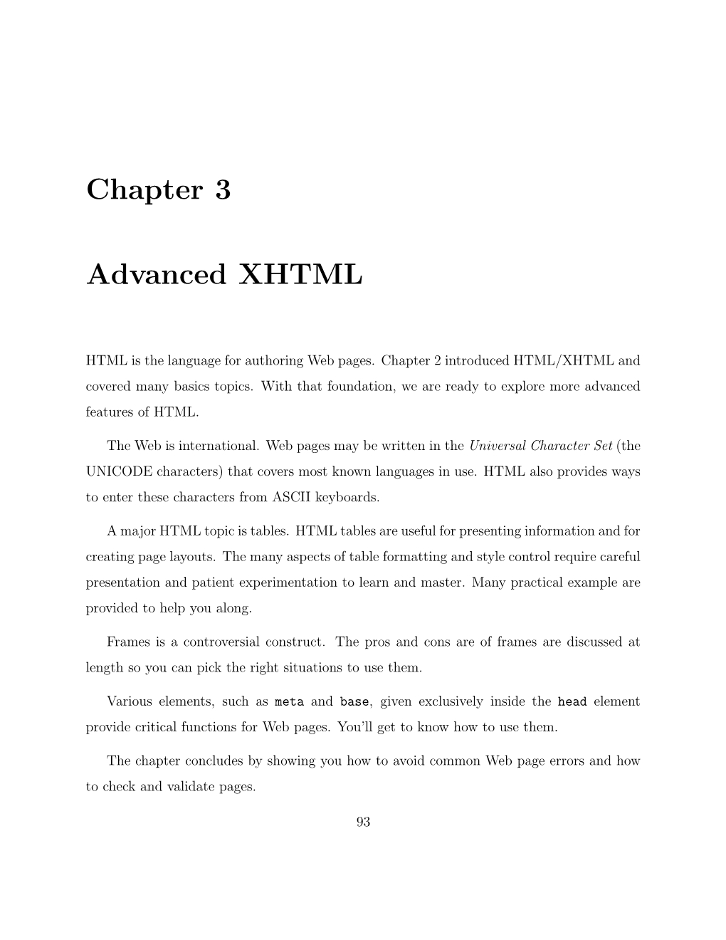 Chapter 3 Advanced XHTML