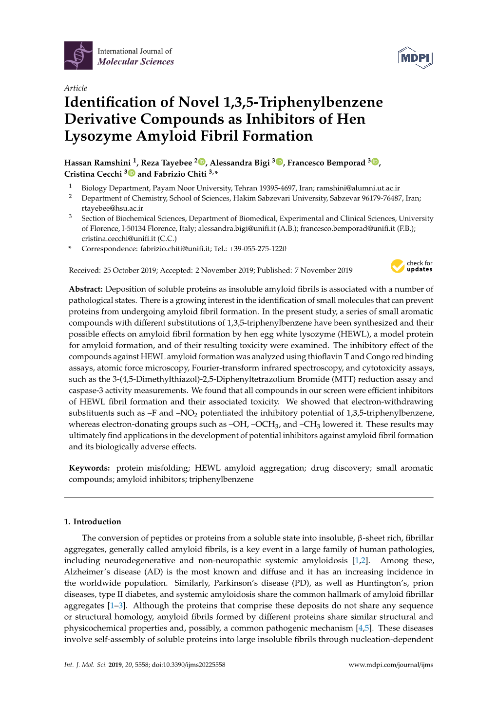 Identification of Novel 1,3,5-Triphenylbenzene Derivative