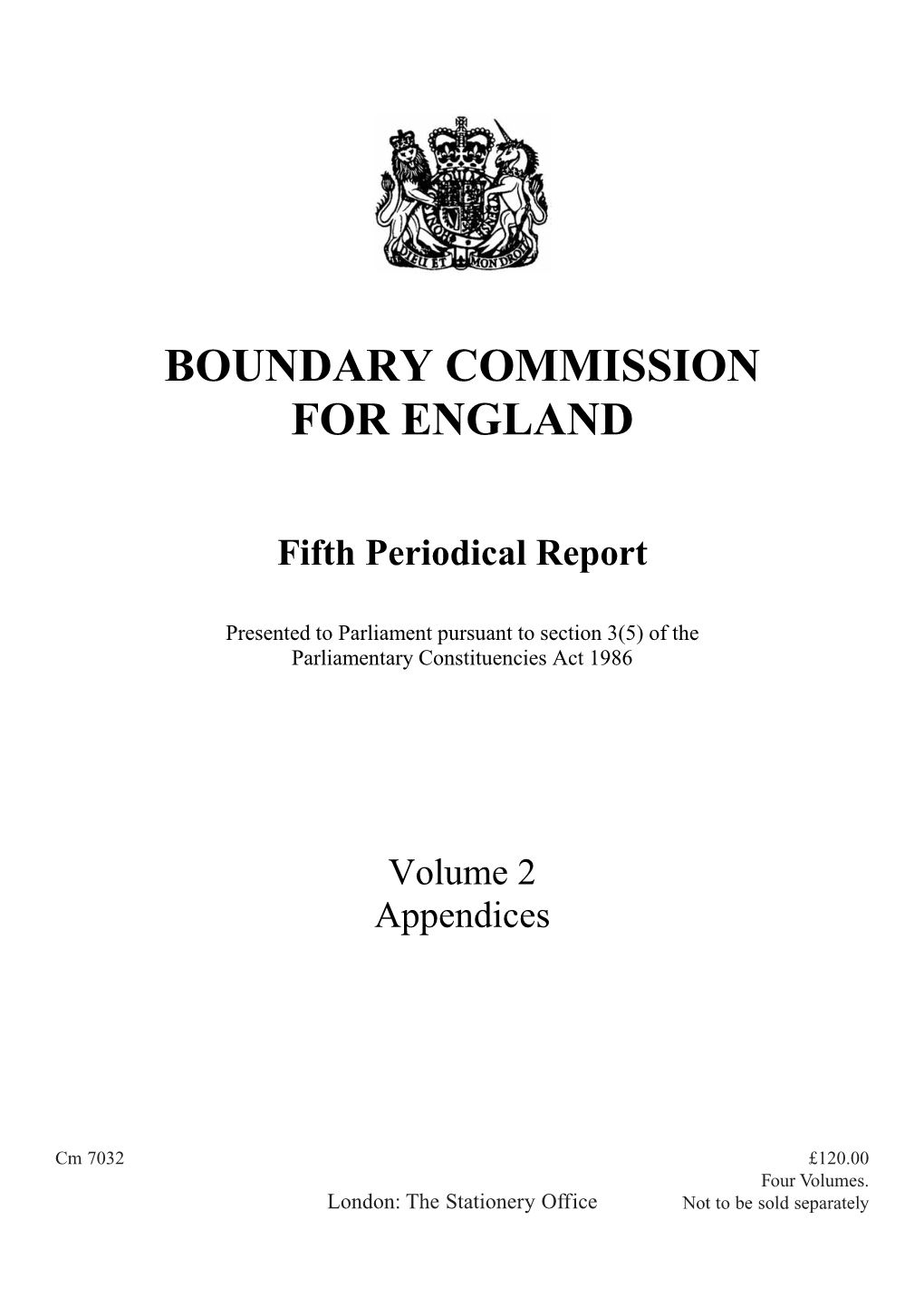 Boundary Commission for England Fifth Periodical Report Cm 7032