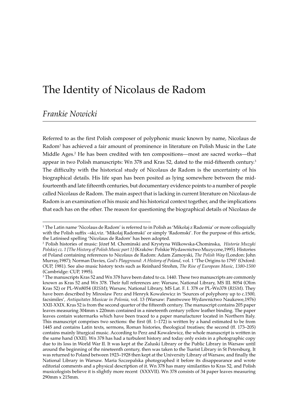 The Identity of Nicolaus De Radom