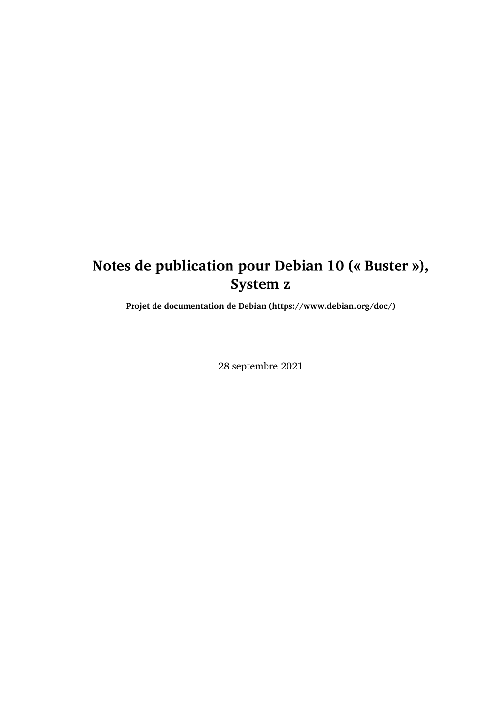 Notes De Publication Pour Debian 10 (« Buster »), System Z