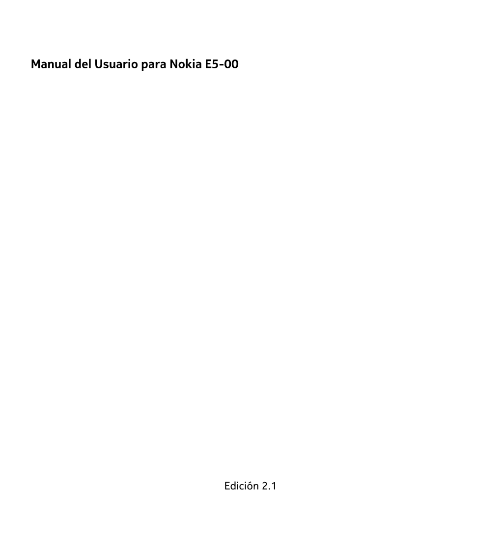 Manual Del Usuario Para Nokia E5-00