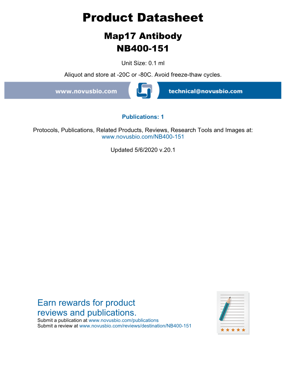 Product Datasheet Map17 Antibody NB400-151