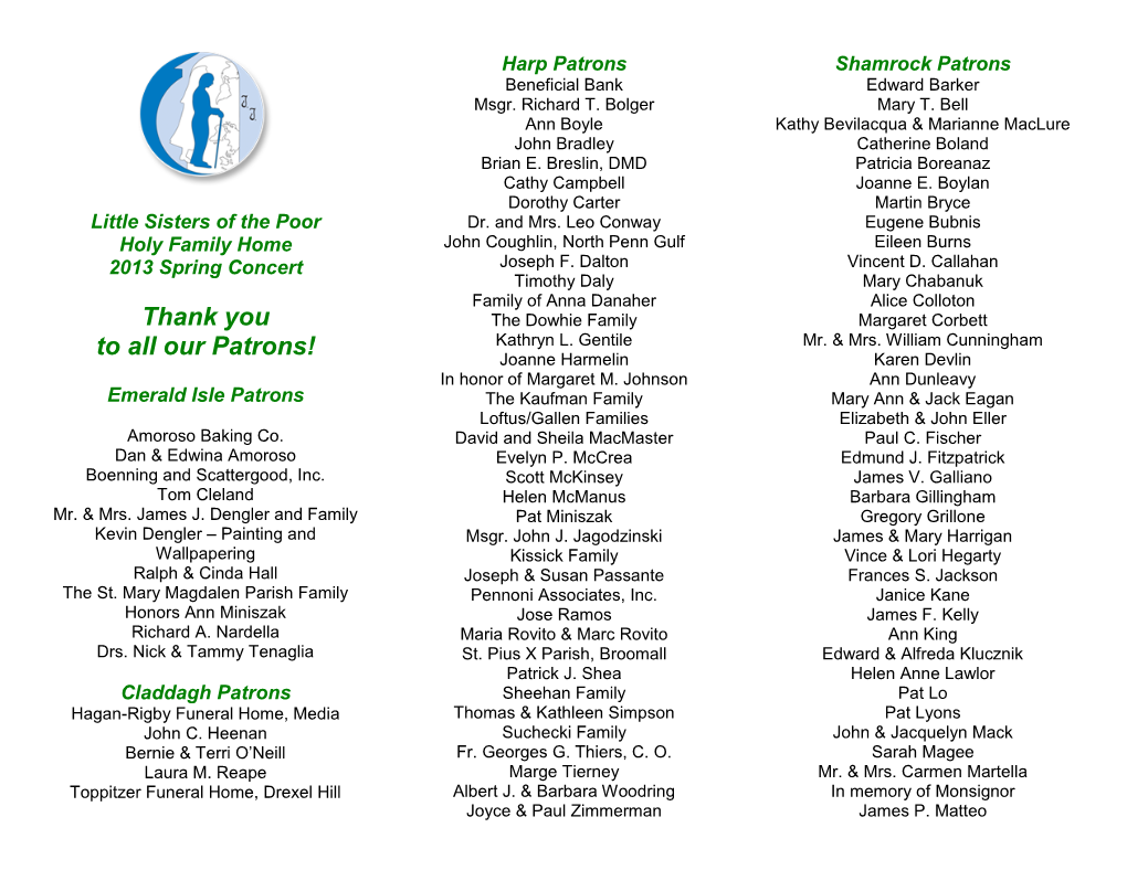 Thank You to All Our Patrons!
