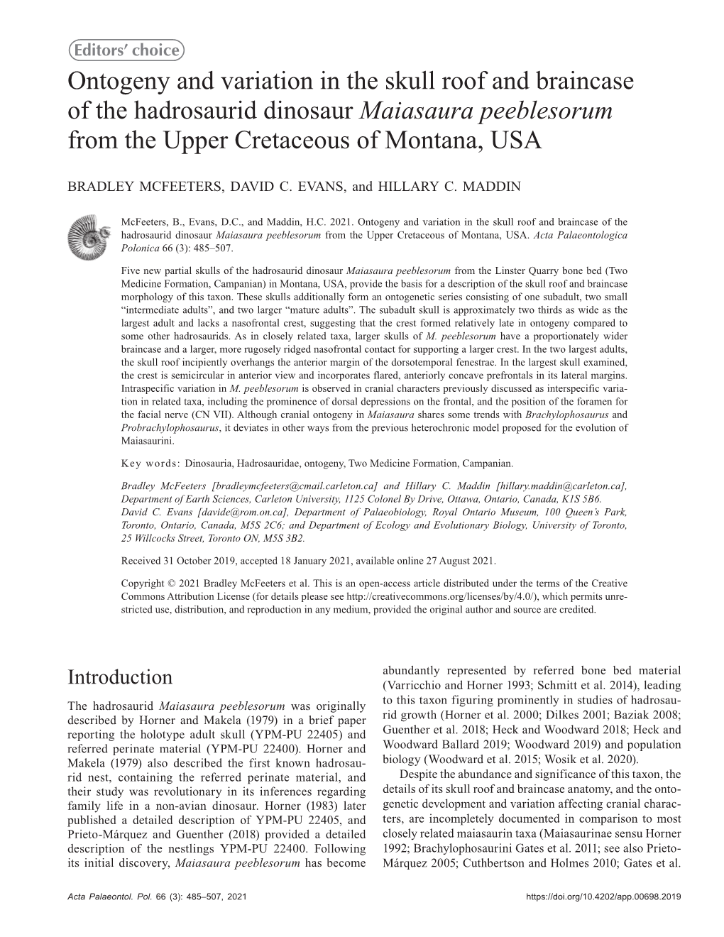 Maiasaura Peeblesorum from the Upper Cretaceous of Montana, USA