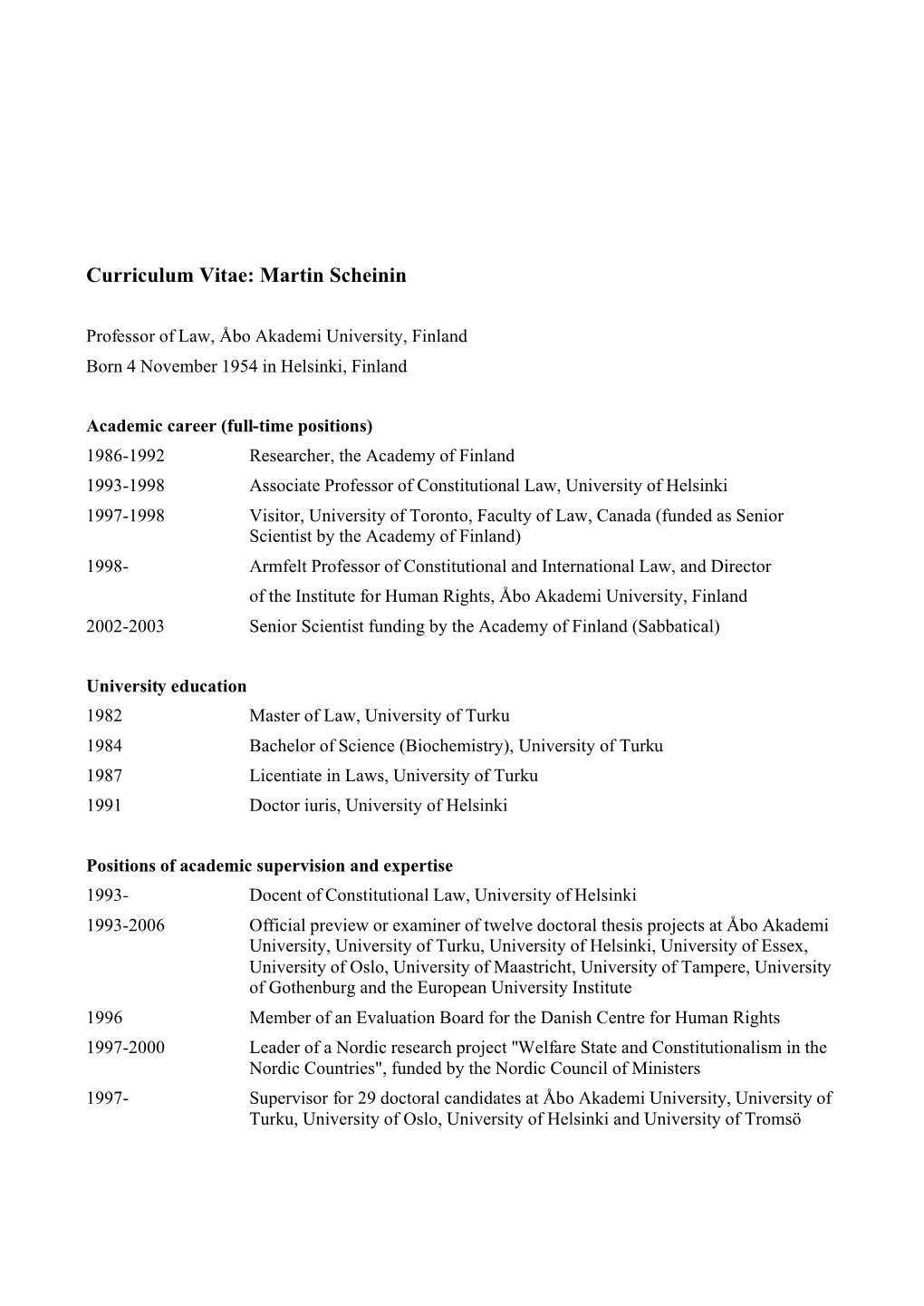 Annex 2 Curriculum Vitae: Martin Scheinin