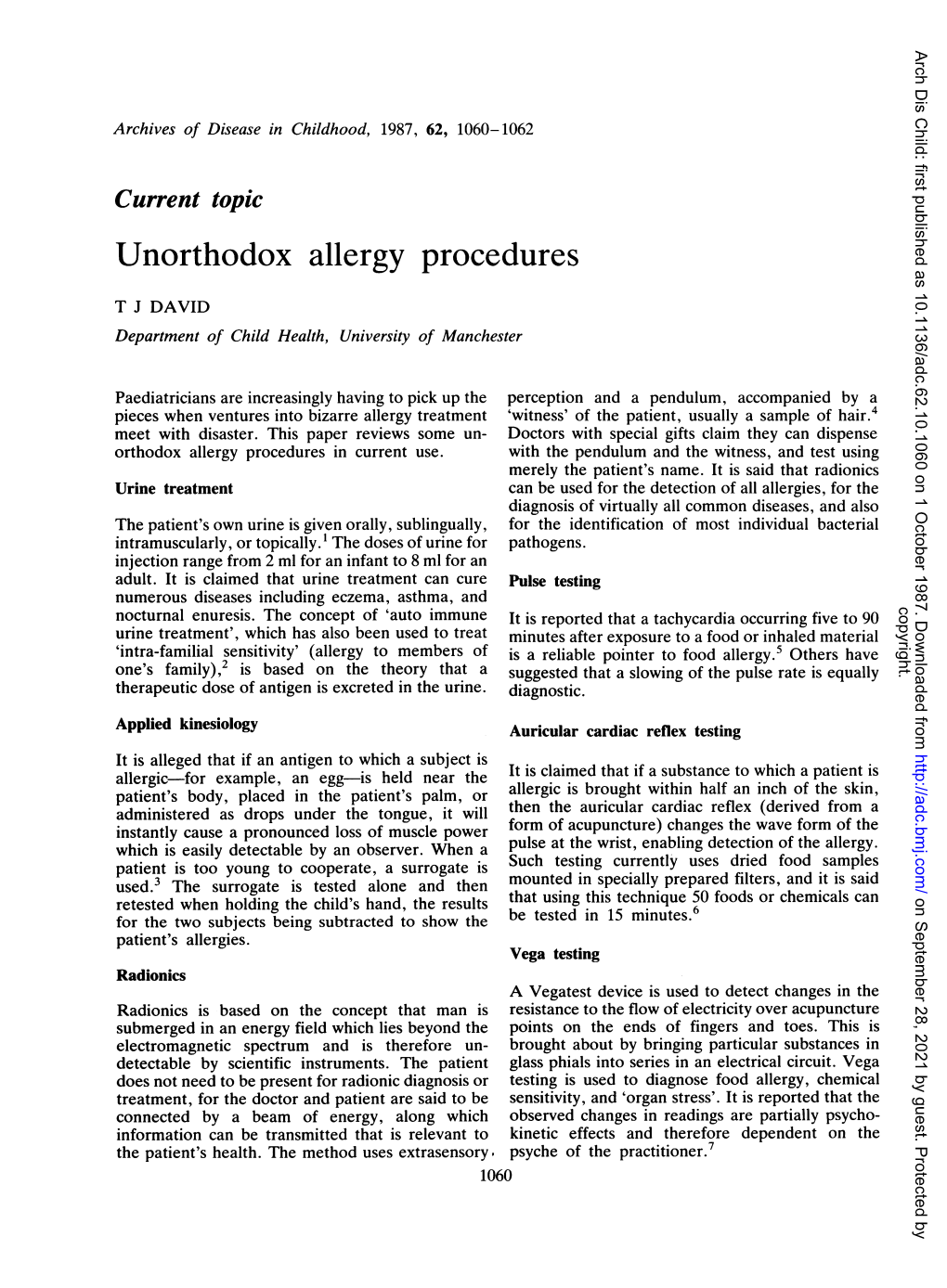 Unorthodox Allergy Procedures