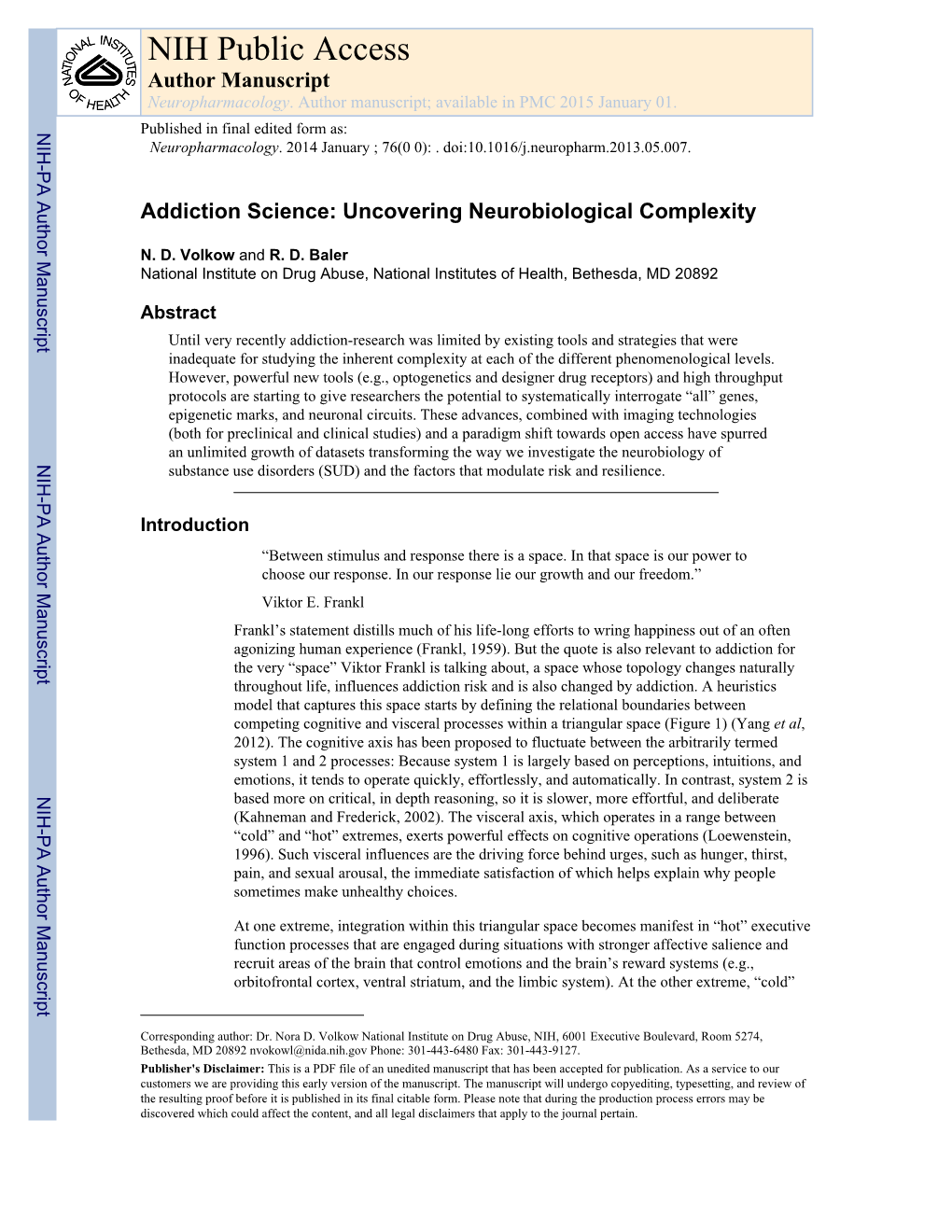NIH Public Access Author Manuscript Neuropharmacology