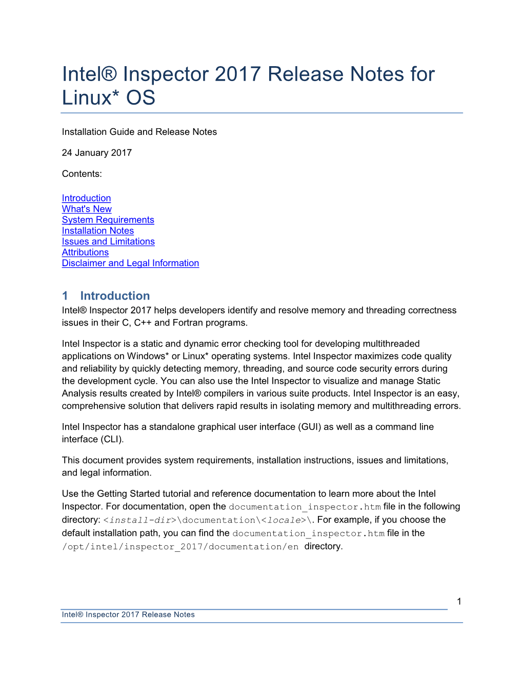 Intel® Inspector 2017 Release Notes for Linux* OS