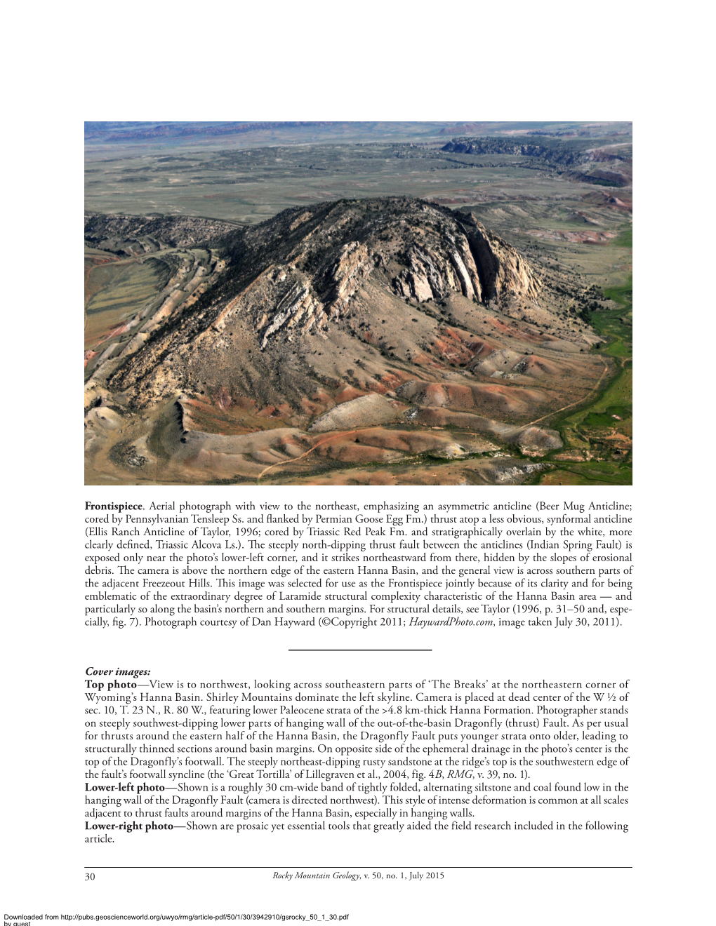 Beer Mug Anticline; Cored by Pennsylvanian Tensleep Ss