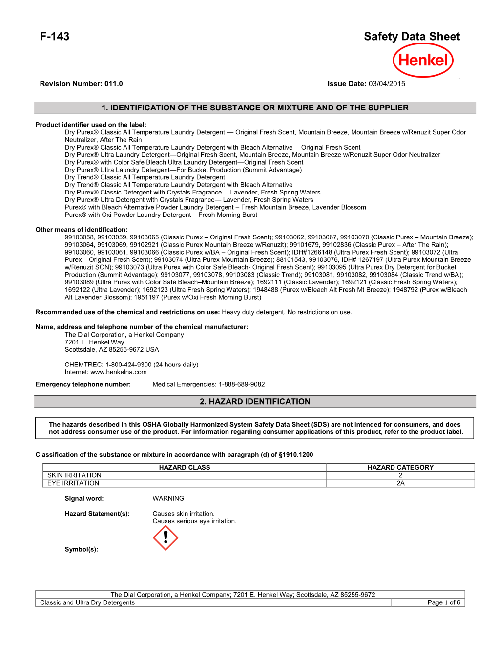 F-143 Safety Data Sheet