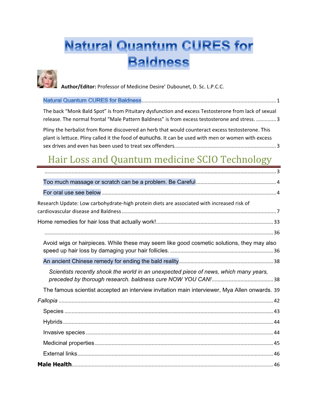 Hair Loss and Quantum Medicine SCIO Technology