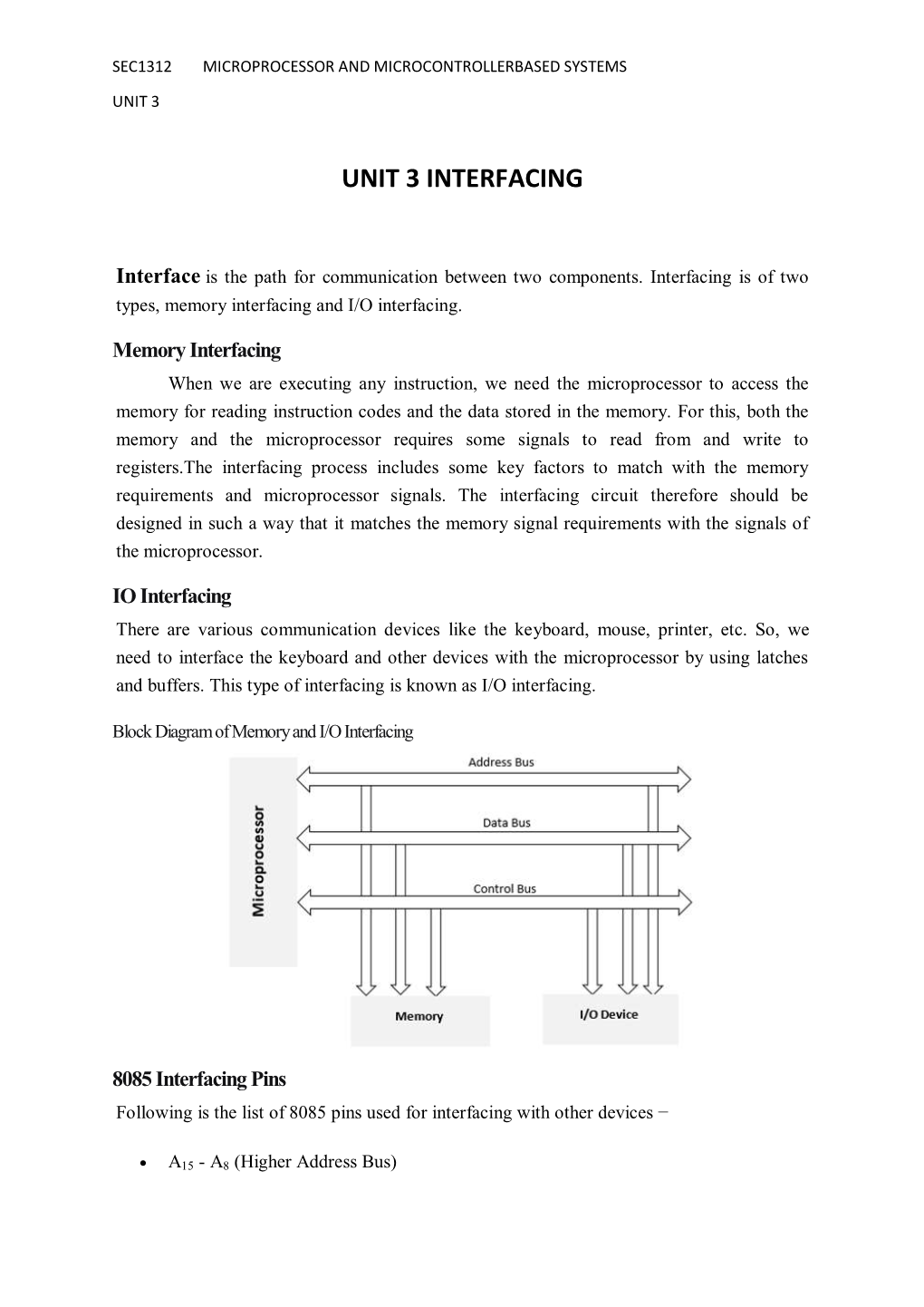 Unit 3 Interfacing