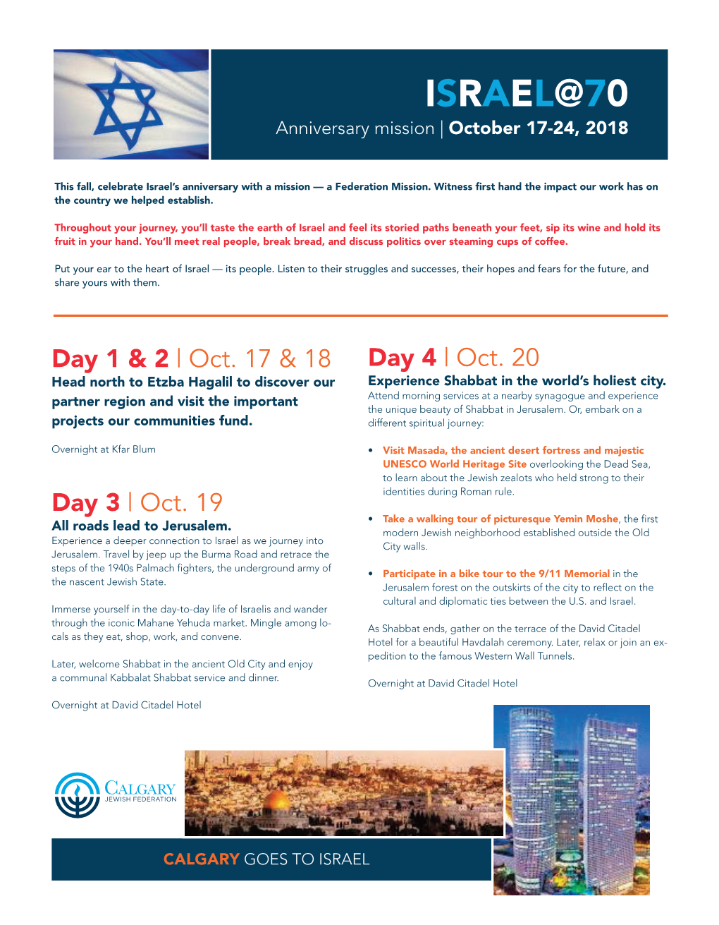 ISRAEL@70 Anniversary Mission | October 17-24, 2018