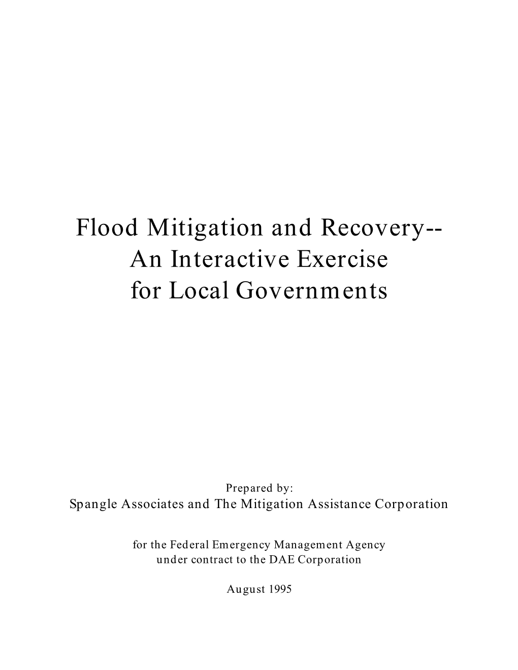 Flood Mitigation and Recovery-- an Interactive Exercise for Local Governments