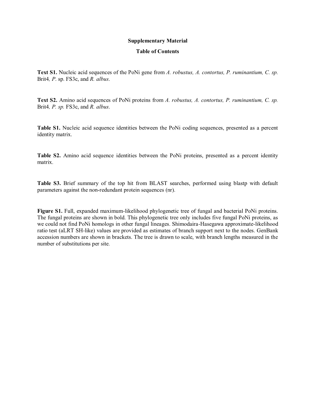 Supplementary Material Table of Contents Text S1. Nucleic Acid