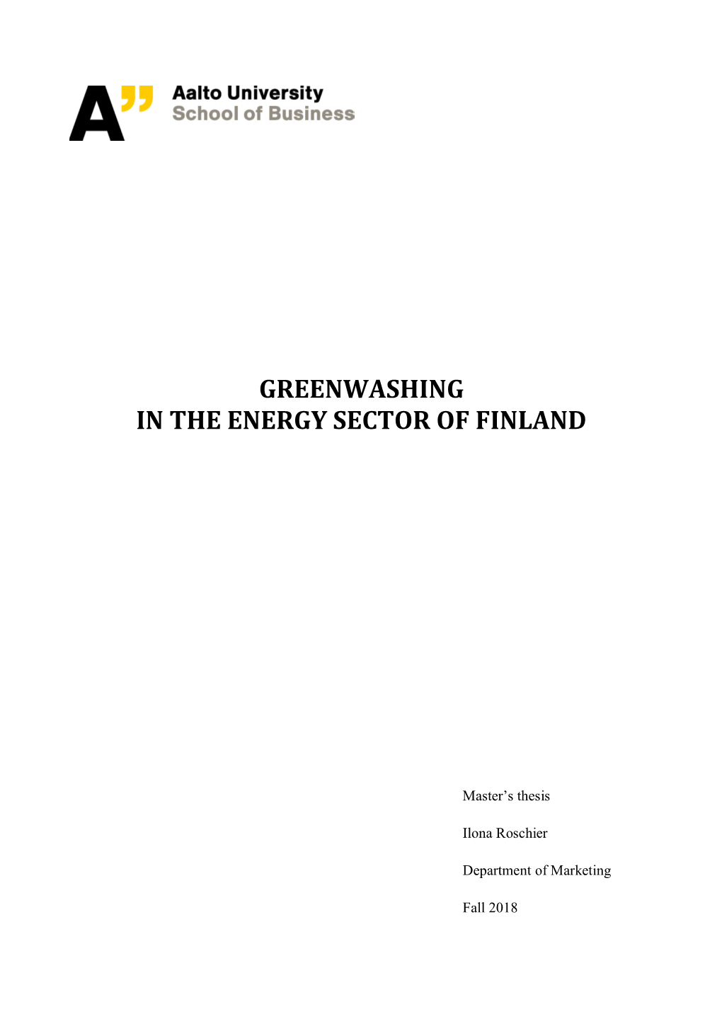 Greenwashing in the Energy Sector of Finland