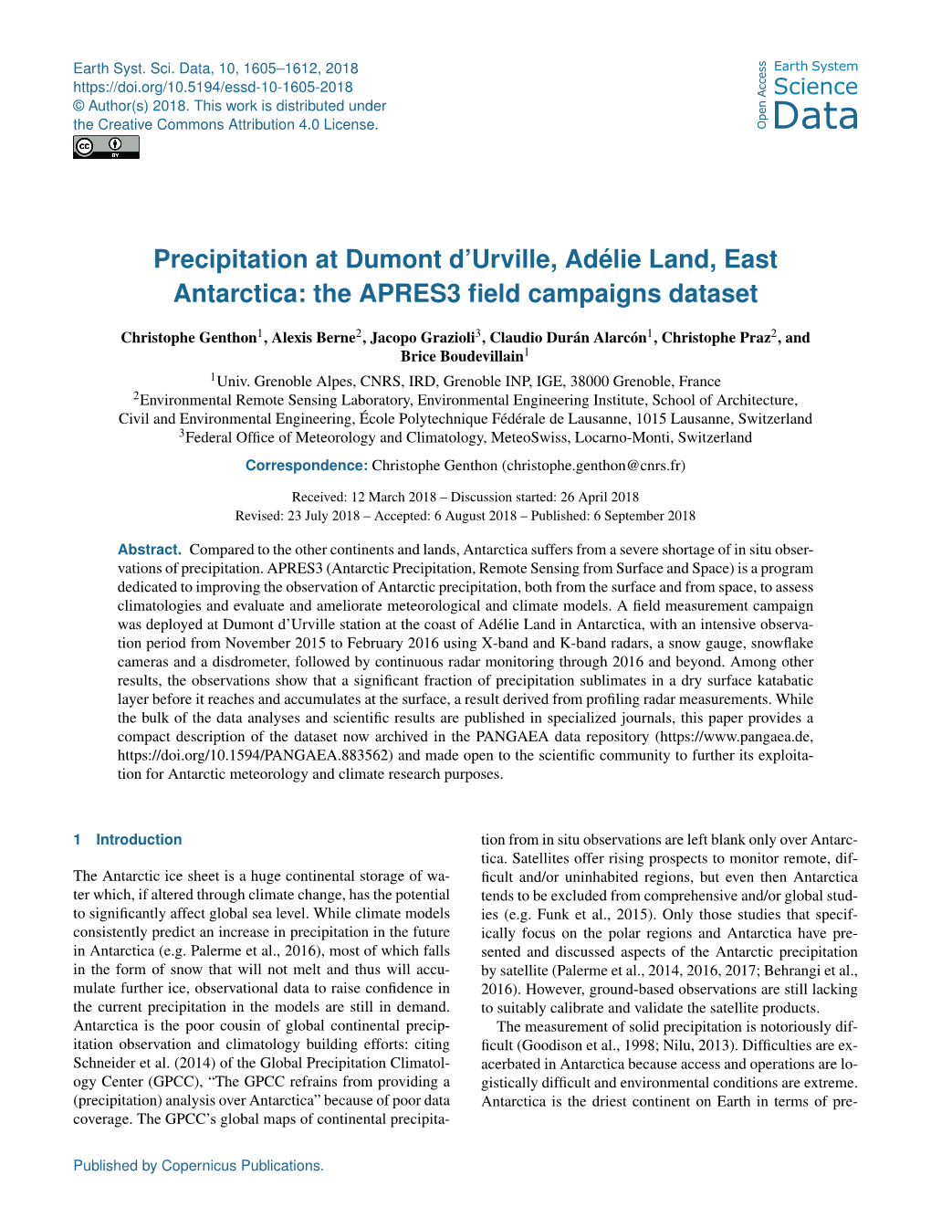 Precipitation at Dumont D'urville, Adélie Land, East Antarctica: The