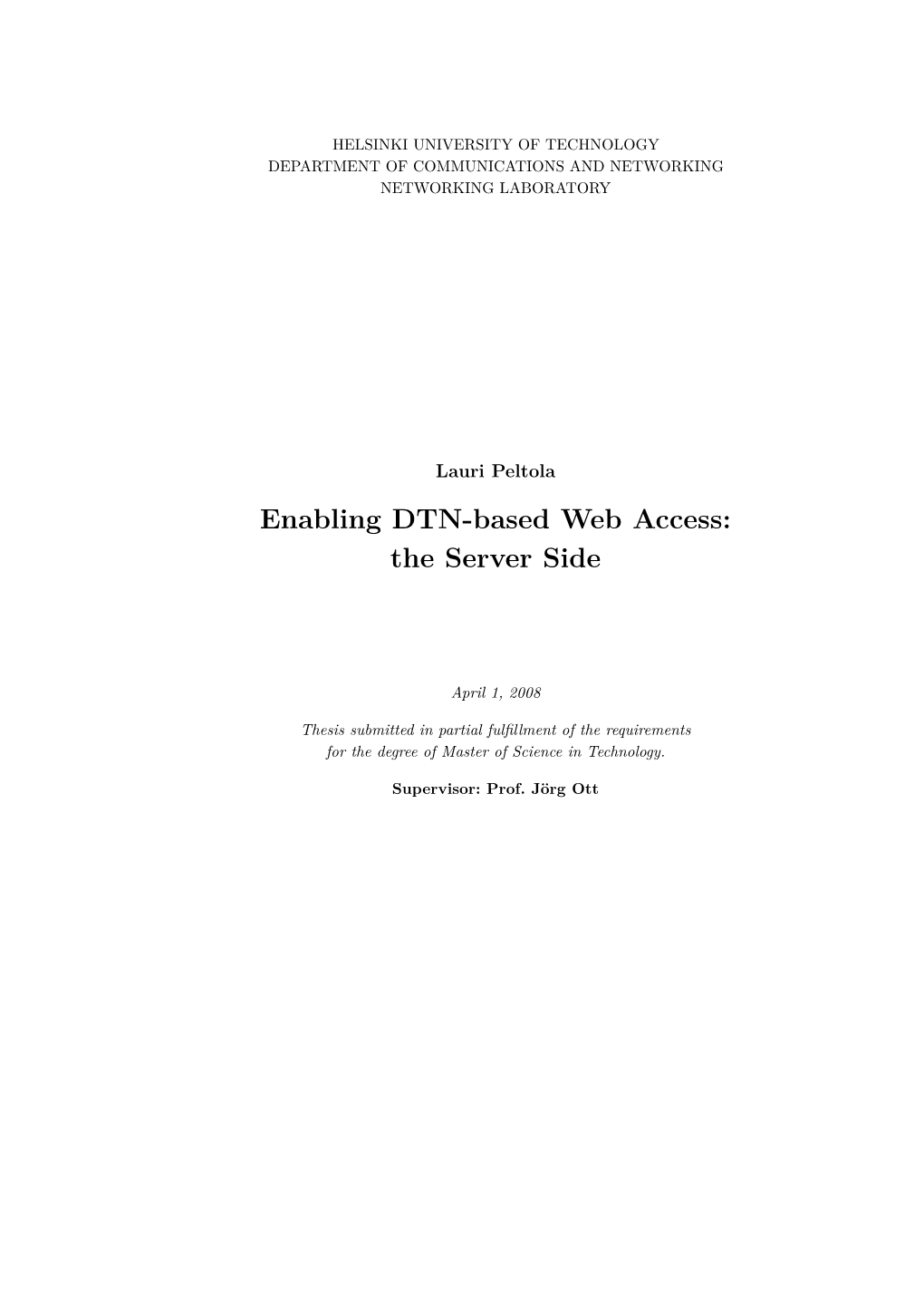 Enabling DTN-Based Web Access: the Server Side