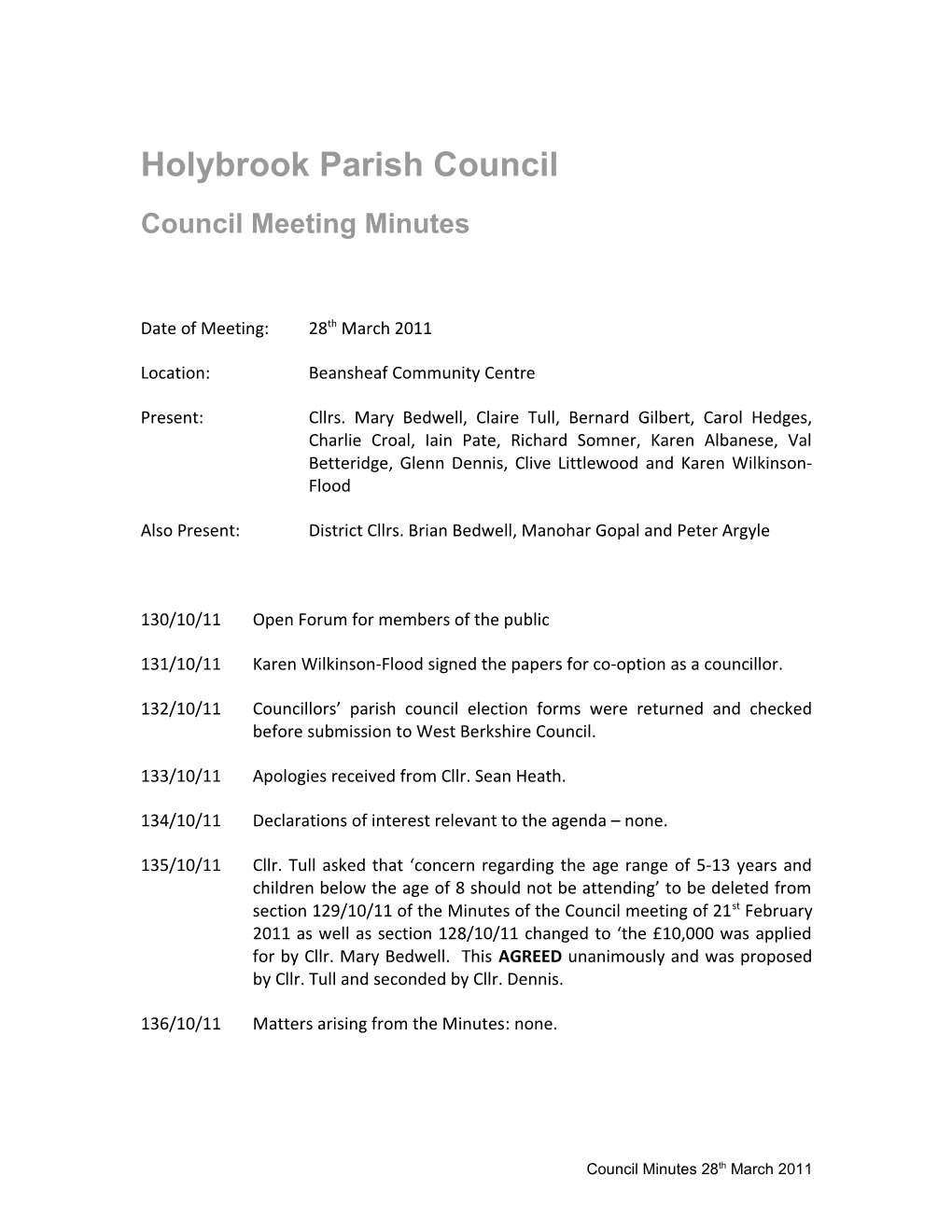 Holybrook Parish Council