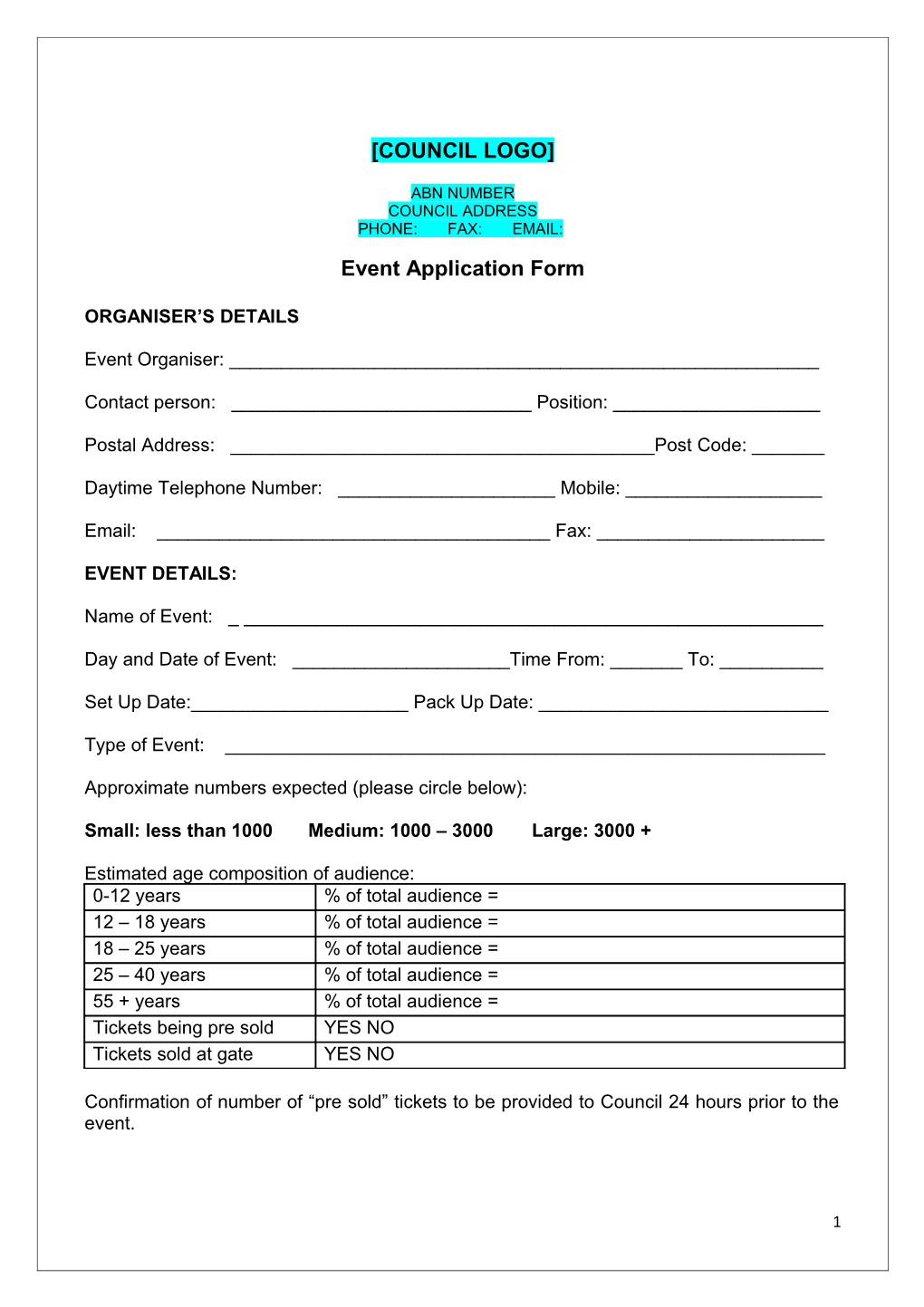 Event Application Form