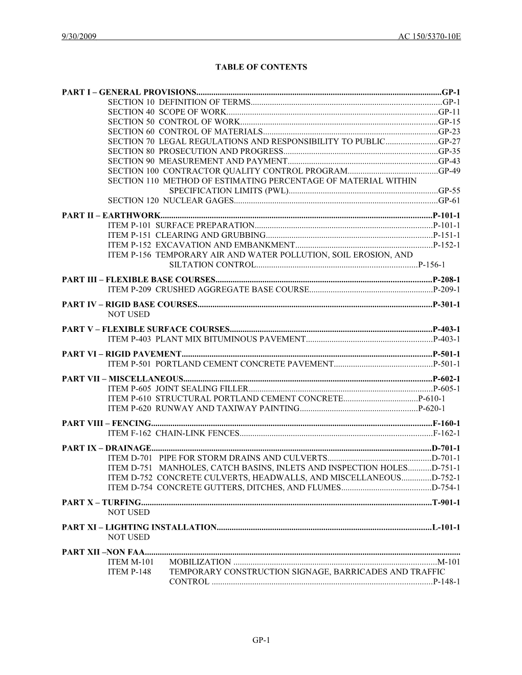 Ac 150/5370-10C, Standards For Specifying Construction Of Airports