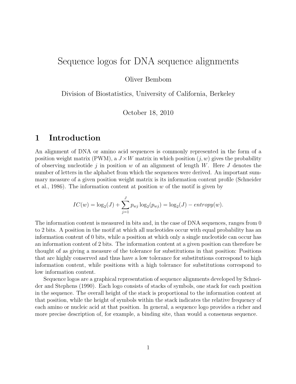 Sequence Logos for DNA Sequence Alignments