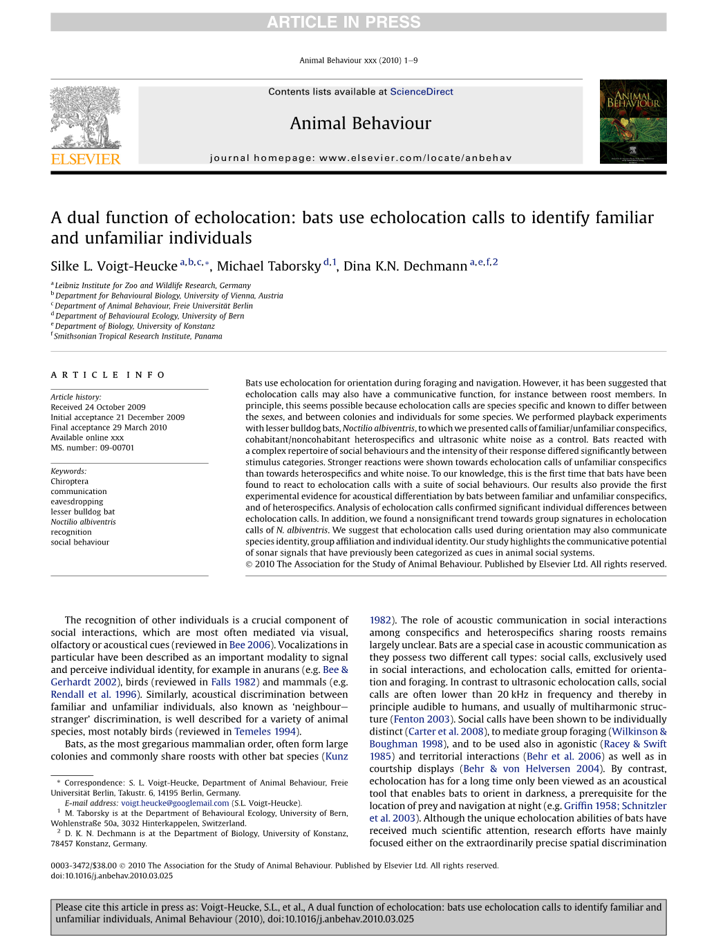 Bats Use Echolocation Calls to Identify Familiar and Unfamiliar Individuals