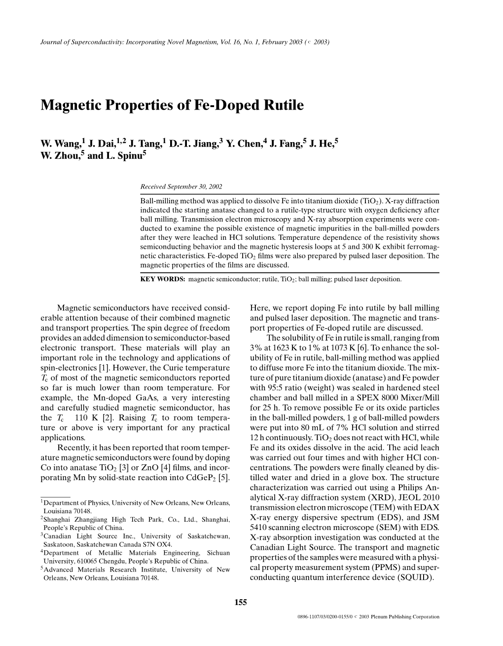 Magnetic Properties of Fe-Doped Rutile