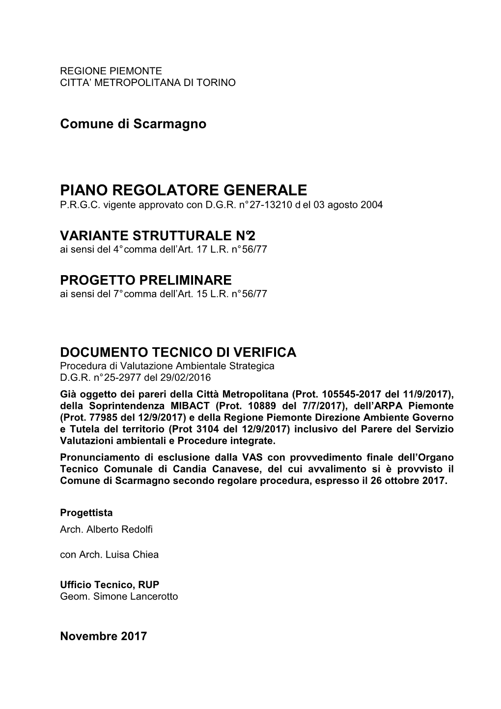 Documento Tecnico Preliminare