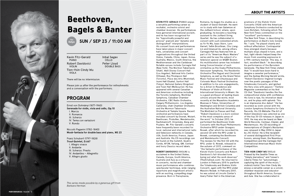 Beethoven, Bagels & Banter