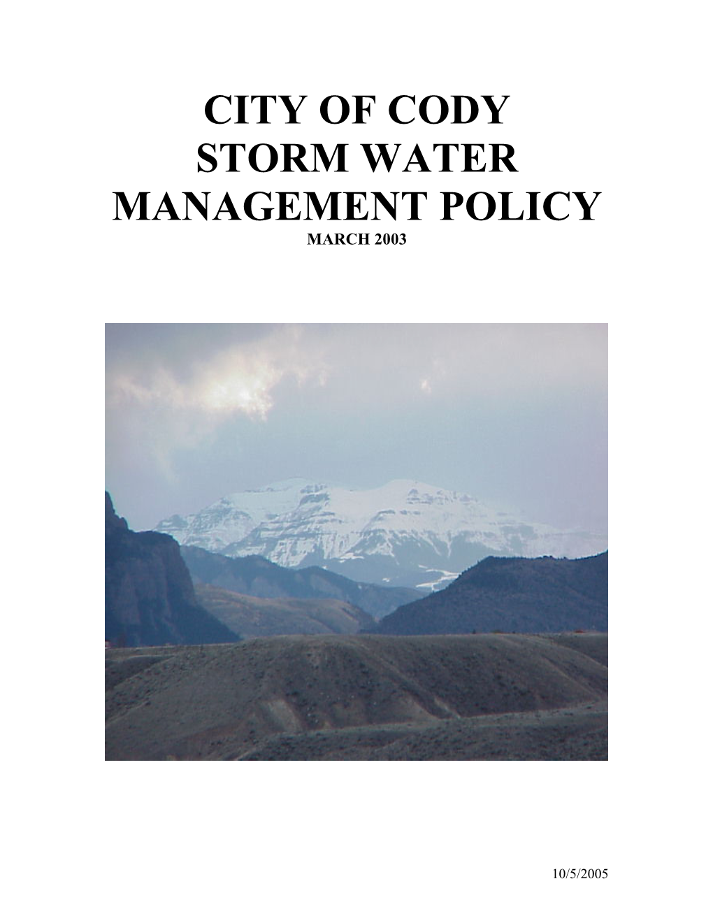 Storm Water Policy Manual
