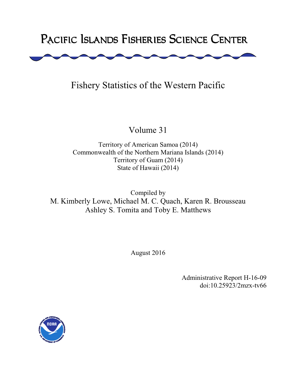 Fisheries Statistics of the Western Pacific