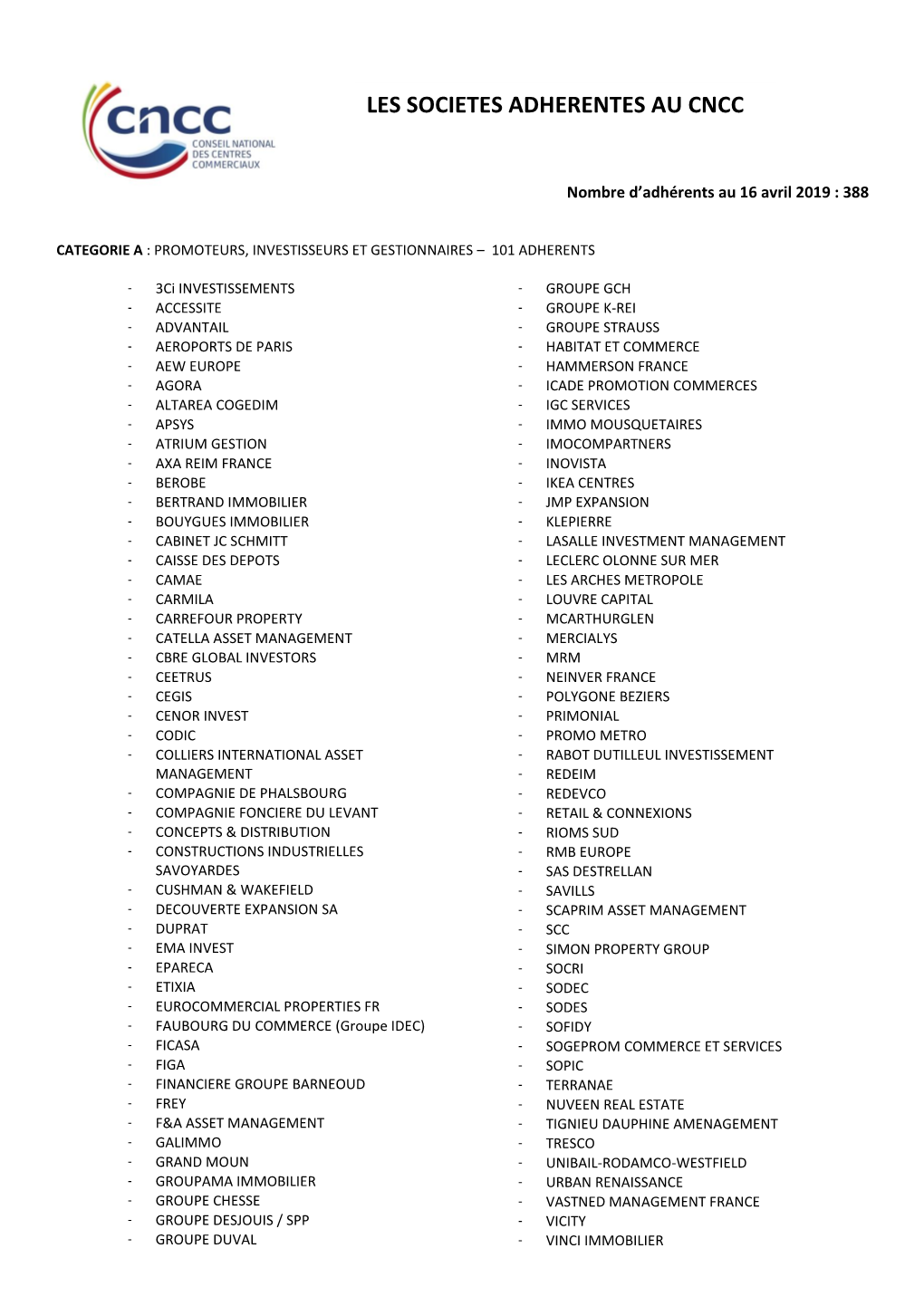 Les Societes Adherentes Au Cncc