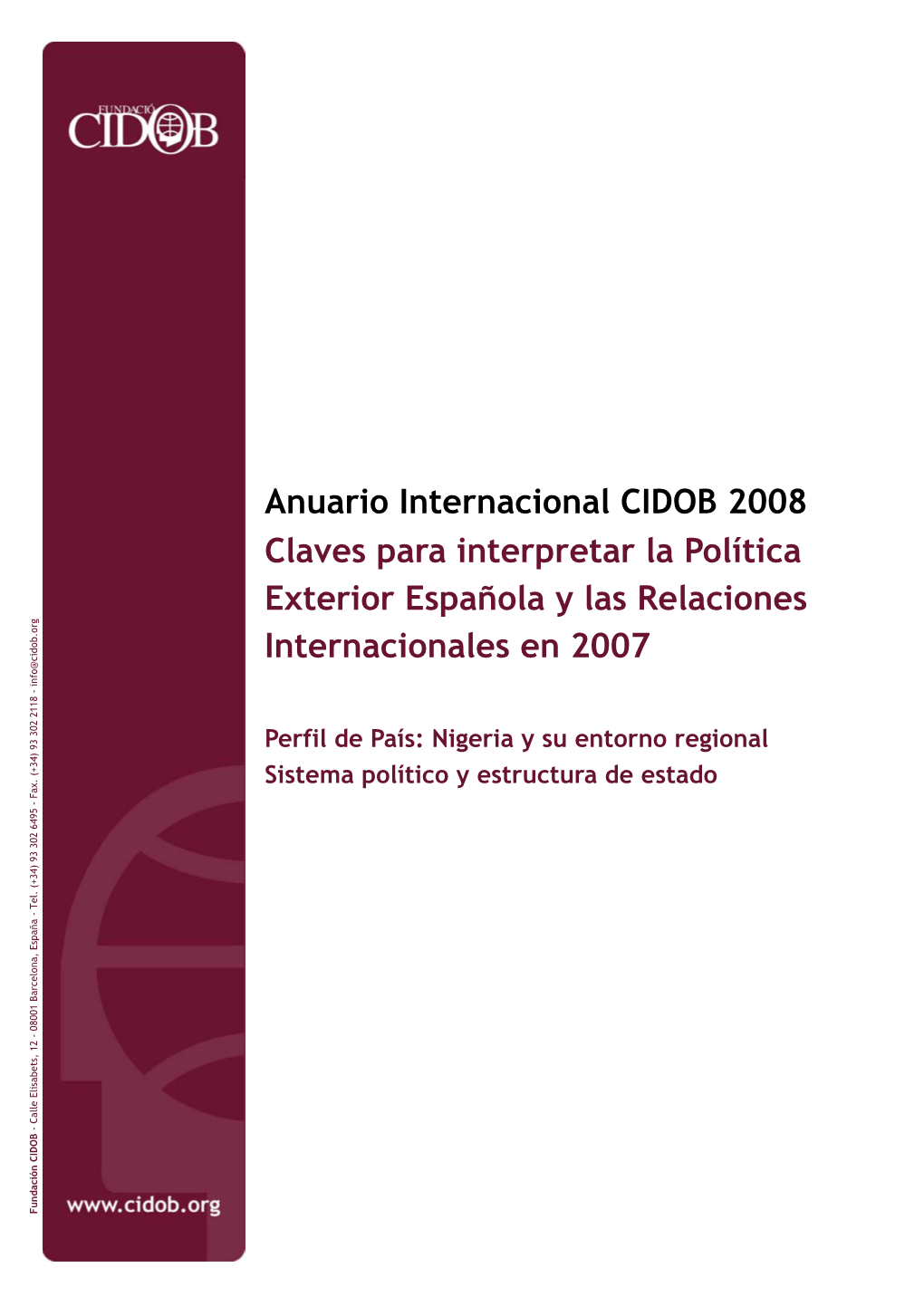 Anuario Internacional CIDOB 2008 Claves Para Interpretar La Política