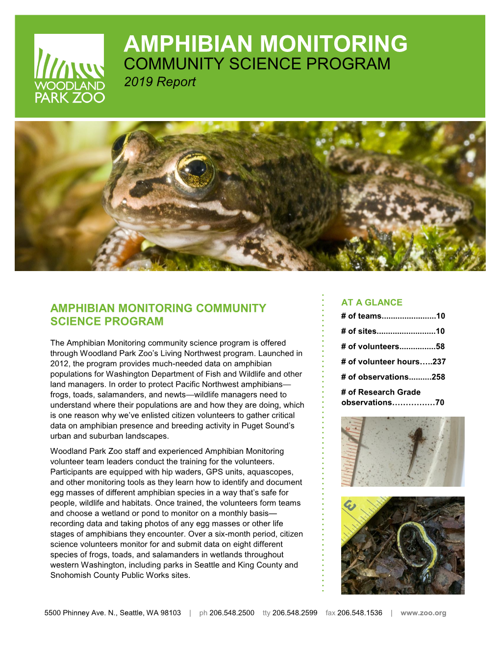 AMPHIBIAN MONITORING COMMUNITY SCIENCE PROGRAM 2019 Report